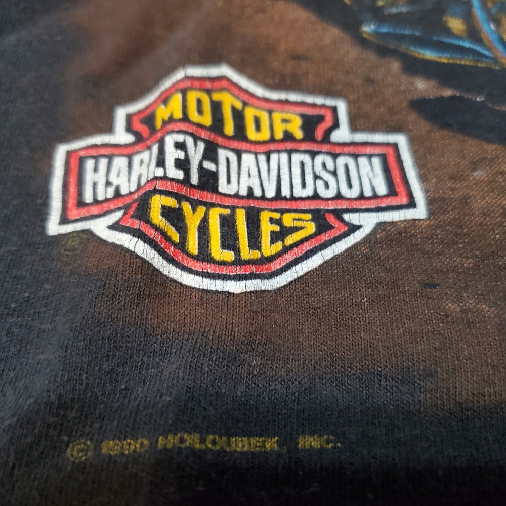 Vintage 1990 Harley Davidson Faded Packed Ready Party T Shirt Black XL Holoubek - Picture 5 of 7